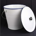 thumbnail image 6 of flameer Enamel Bucket Enamel Bucket White Enamel with Lid Buckets Milk Bucket for Bridal 5.5L, 6 of 8