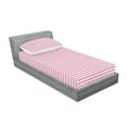 thumbnail image 2 of Ambesonne Geometric Fitted Sheet & Pillow Sham Set, Pink Tones Stripes, Twinxl, Pink Grey White, 2 of 2