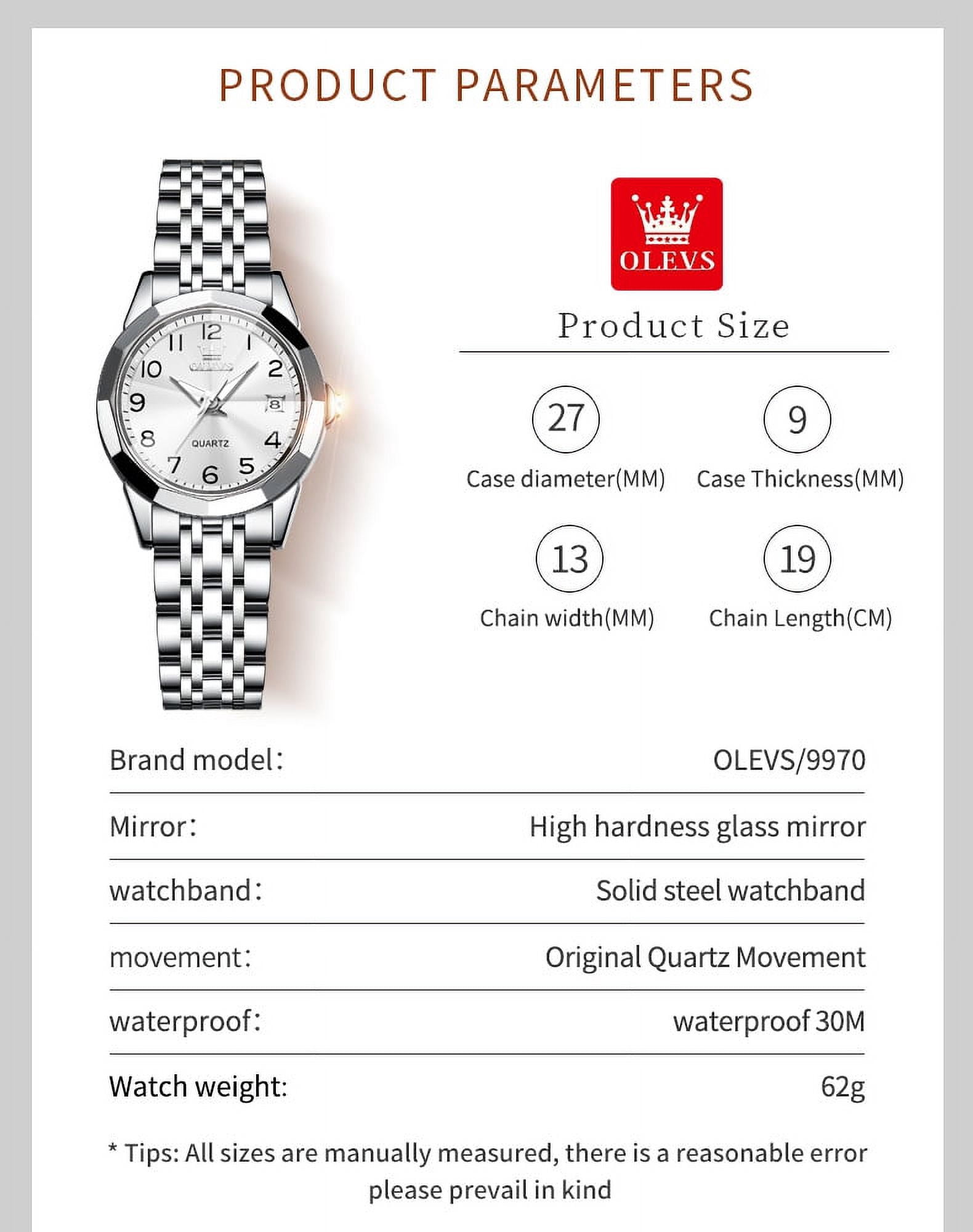 OLEVS Watches for Women Luxury Casual Dress Analog Quartz Digital Date Two Tone Gold Plated Stainless Steel Waterproof Luminous Female Wrist Watch Reloj para Mujer