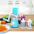 thumbnail image 5 of Three Blade Manual Rotary Vegetable Slicer, Mandoline, Shredder, Cheese Grater, Potato Slicer, Cole Slaw maker, Nuts Grater with Heavy Suction Base and Easy Clean Up, Blue, 5 of 7