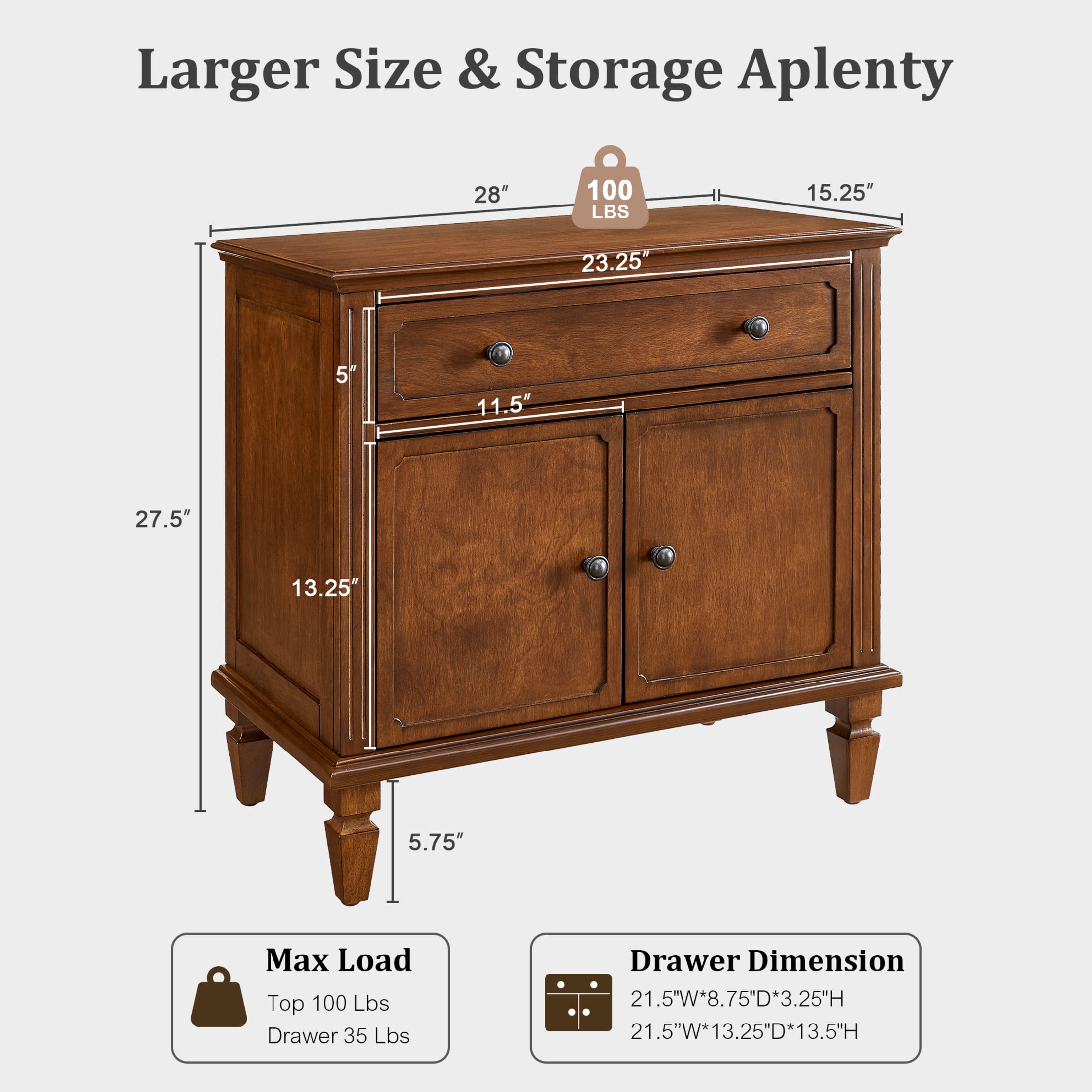 Noble House Hazel 28" Farmhouse Nightstand with Charging Station, Double-Door Storage Cabinet with Drawer, Walnut