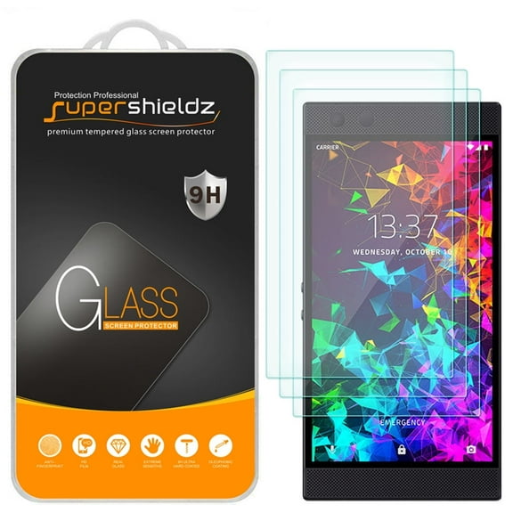 [3-Pack] Supershieldz for Razer Phone 2 Tempered Glass Screen Protector, Anti-Scratch, Anti-Fingerprint, Bubble Free
