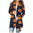thumbnail image 2 of Women's Fashion Casual Halloween Print Medium Length Cardigan Jacket Coat, 2 of 5
