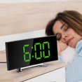 thumbnail image 4 of Digital Alarm Clock  Curved  Electronic Clock Led Large Screen Mute Bedroom Desk Snooze Clock  White, 4 of 7
