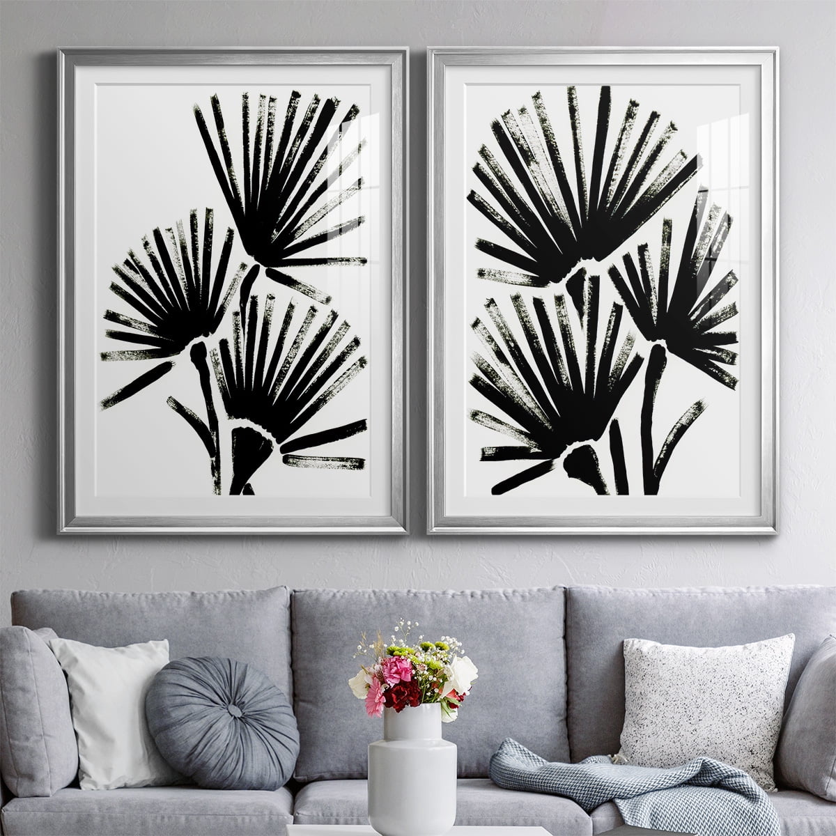 Wexford Home Fan Brush I Premium Framed Print, 22.5" x 30.5" - Ready to Hang, Silver (Set of 2)