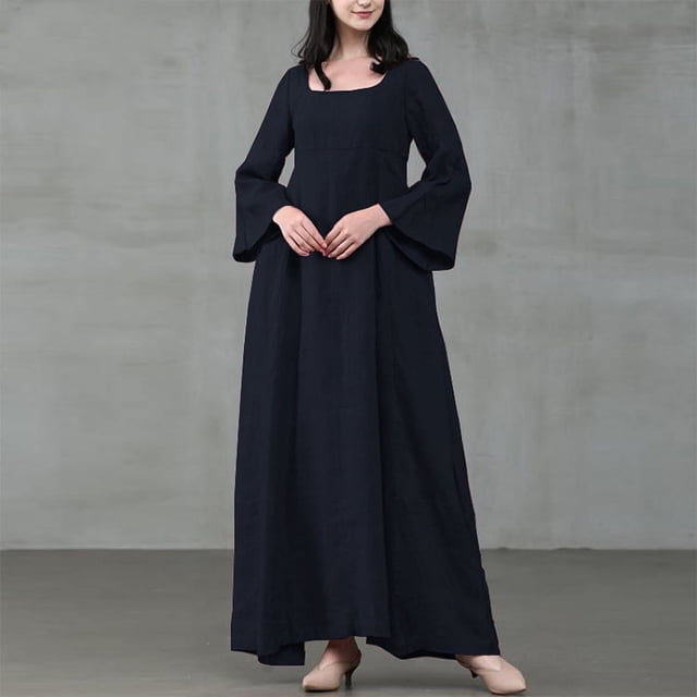 Vestido Medieval de lino y algodón para mujer, traje largo de estilo victoriano, caftán, ideal para carnaval y Halloween, Verano