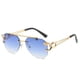 thumbnail image 3 of Gafas de sol con cabeza de leopardo sin marco para mujer y hombre, gafas de sapo con borde cortado y personalidad de doble haz, 3 of 4
