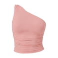 thumbnail image 4 of MAFYTYTPR Women's One Shoulder Ruched Crop Tank Tops Spring Summer Solid Color Fitted Casual Cami for Everyday Wear 1PC XS-XL, 4 of 6