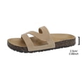 thumbnail image 7 of Rokment Beach Platform Cork Footbed Slides Sandals for Women Wide Width Comfortable Soft Sole Casual Leather Open Toe Orthopedic Walking Flat Slip on Vacation Dress Slippers Summer Shoes Beige, 7 of 7