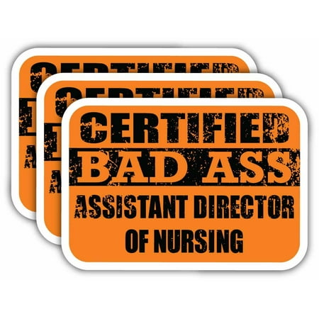 (x3) Certiefied Bad Ass Assistant Director Of Nursing Stickers Cool Funny Occupation Job Career Gift Idea 3M Sticker Vinyl Decal for Laptops, Hard Hats, Windows, Cars