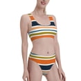 thumbnail image 2 of Daiia Colorful Pastel Stripes printed 2 piece Swimsuit Bikinis for Women High Waisted Racerback Bathing Suits Summer Tummy Control Scoop Neck Swimwear-XX-Large, 2 of 8