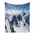 thumbnail image 1 of Winter Soft Flannel Fleece Throw Blanket, Snowy Mountain Peaks Tops High Lands Northern Scenic Alps Panorama Valley Print, Cozy Plush for Indoor and Outdoor Use, 60" x 80", White Blue, by Ambesonne, 1 of 6