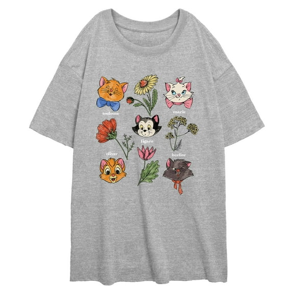 Junior's Aristocats Floral Kitties Graphic T-Shirt