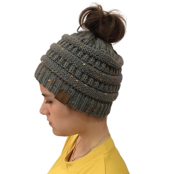 Gorro de punto colorido para mujer y niña, gorro cálido para otoño e invierno (gris oscuro) Tmvgtek Para estrenar