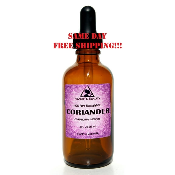 CORIANDER ESSENTIAL OIL AROMATHERAPY 100% PURE NATURAL GLASS DROPPER 2 OZ, 59 ML