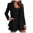 thumbnail image 1 of Conjunto de dos piezas de lino para mujer: chaqueta de manga larga con botones y pantalones cortos de cintura alta, 1 of 5