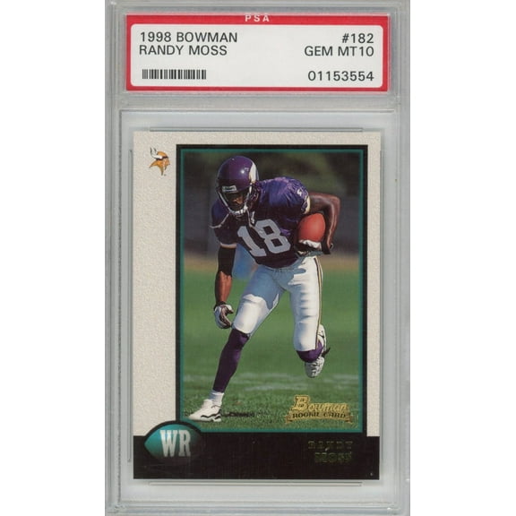 Graded 1998 Bowman Randy Moss #182 Rookie RC Football Card PSA 10 Gem Mint