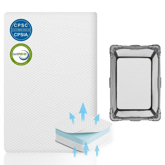 Lisara&amp;atilde;&amp;#133;&amp;curren; Lisara Pack and Play Mattress, 38 x 26 Pack N Play Mattress for Babies and Toddlers, Dual Sided Gel Memory Foam Mini Crib Mattress with Waterproof,