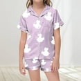 thumbnail image 2 of LUOGENLI Girls Pajamas Size 6-34 Shorts Girls Pajama Set Short Sleeve Sleepwear for Home and Nighttime Comfort Girls Pajamas Size 7 Light Purple Size 12-13 Years, 2 of 4