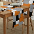 thumbnail image 2 of Table Runner Dresser Scarves 72 Inch Long, Modern Minimalist Geometric Linen Dining Table Runners Orange Gray Black Rectangle Blocks Tabletop Scarf for Wedding Holiday Party Kitchen, 2 of 7