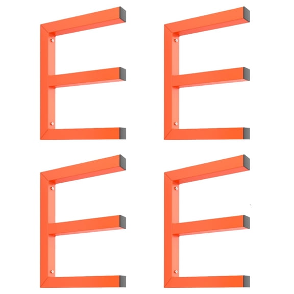 Wall-Mounted Lumber Storage Rack Set of 4, Heavy-Duty Steel 3-Level Organizer for Wood, Pipes, and Firewood, High Load Capacity for Garage and Workshop