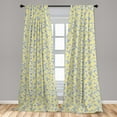 thumbnail image 5 of Ambesonne Floral Curtains, Forget Me Not Flowers Lines, Pair of 28"x63", Yellow Ceil Blue, 5 of 5