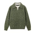 thumbnail image 5 of Polo Sweater Men Long Sleeve Vintage Casual V Neck Lapel Collar Cable Knit Pullover Sweaters Fall Winter Clothes, 5 of 9