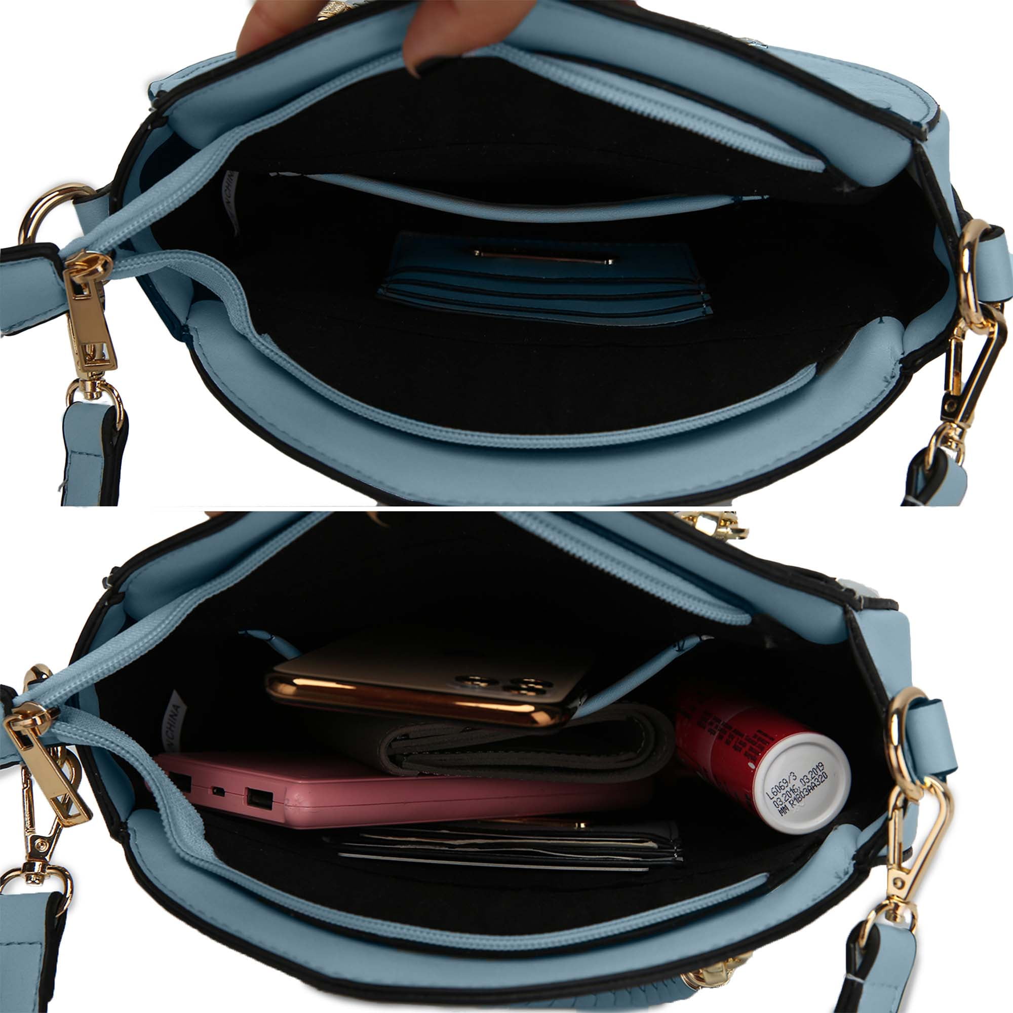 MKF Collection Nobella Women’s Crossbody Vegan Leather Functional and Trendy Handbag by Mia K. -Charcoal
