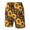 thumbnail image 2 of Yiaed Yellow Black Plaid Sunflower Print Men's Swim Trunks with Lining Quick Dry Sports Shorts Beach Shorts Boardshorts-Large, 2 of 5