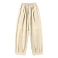 thumbnail image 6 of CHGBMOK Womens Cotton Linen Pants Baggy Boho Casual Palazzo Pants Wide Leg Long Lounge Trousers with Pockets, 6 of 6