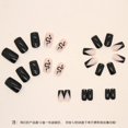 thumbnail image 5 of Prensa cuadrada negra en uñas, prensa negra corta de serpiente en uñas, prensa de gelatina en uñas para mujeres y niñas, 24 piezas, 5 of 5