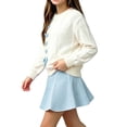 thumbnail image 2 of ITSAME Girls Outfit Set Knit Long Sleeve Pullover Top and Skirt 2-Piece Fall Winter Comfy Casual Set Sky Blue Size 2T, 2 of 6