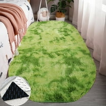 FUDAKUNA Soft Fluffy Area Rugs Oval 39 x 63inch Green Fuzzy Plush Shaggy Carpet for Bedroom Living Room Nursery