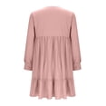 thumbnail image 4 of Women's Casual V Neck Long Sleeve Dress Elegant Solid Color Flowy Spring Summer Daily Outfit Comfortable Loose Fit Outdoor Wear, 4 of 6
