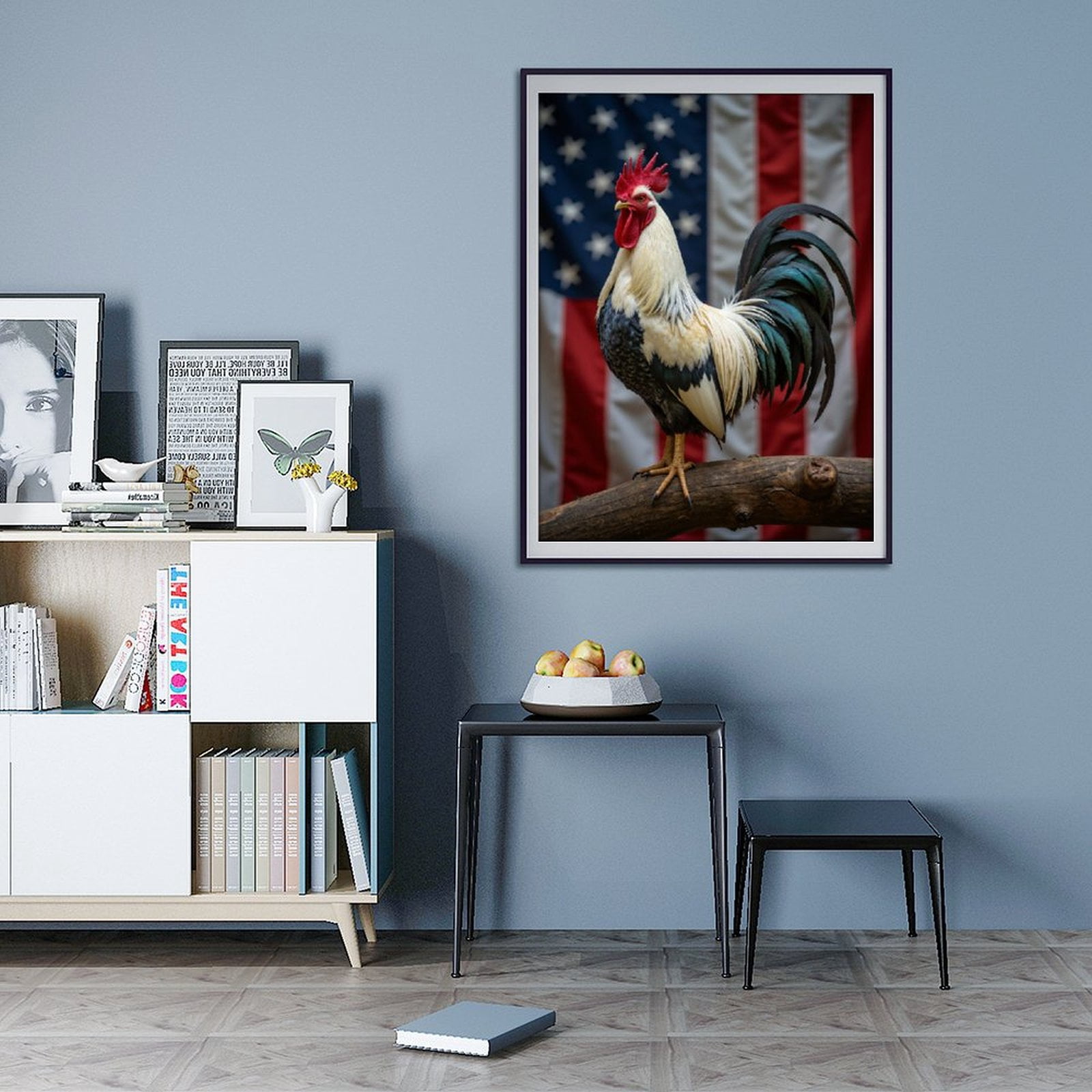 Diamond Art Kit for Adults, Rooster On Rustic Branch Background Diamond Painting for Adults Beginners, 5D DIY Diamond Art Painting Kits, Colorful Diamond Painting Craft for Home Decor 12x16