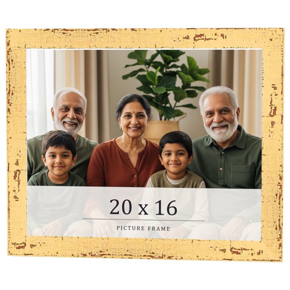 20x16 Frame Yellow Real Wood Picture Frame Width 1.25 inches | Interior Frame Depth 0.5 inches |