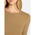 thumbnail image 3 of No Boundaries Crew Ribbed Tee with Long Sleeves, Women's XXS-XXL, 3 of 5