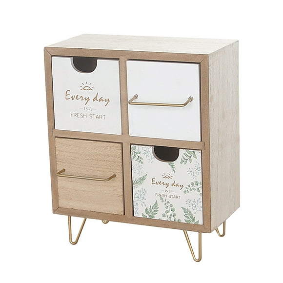 1Pc Desktop Jewelry Storage Cabinet Drawer Type Box Wooden Sundries Container