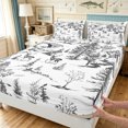 thumbnail image 4 of Manfei Vintage Elk Queen Sheets, Farm Landscape Queen Sheet Sets, White Gray, 4-Piece, 1 Flat Sheet, 1 Fitted Sheet and 2 Pillowcases, 4 of 6