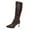 Coffee, variant on SKIYLEVZ Knee-High Boots for Women Slip-On Square Heel Solid Color High Boots Knee-High Shoes Faux Leather Knee High Boots Wide Calf Available Suitable Dress Match