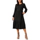 thumbnail image 2 of Vestidos de Otoño para Mujeres INSPIRE CHIC de Manga Larga con Cuello Redondo, Vestido Midi A-Line de Punto con Capas y Bolsillos M Negro, 2 of 6