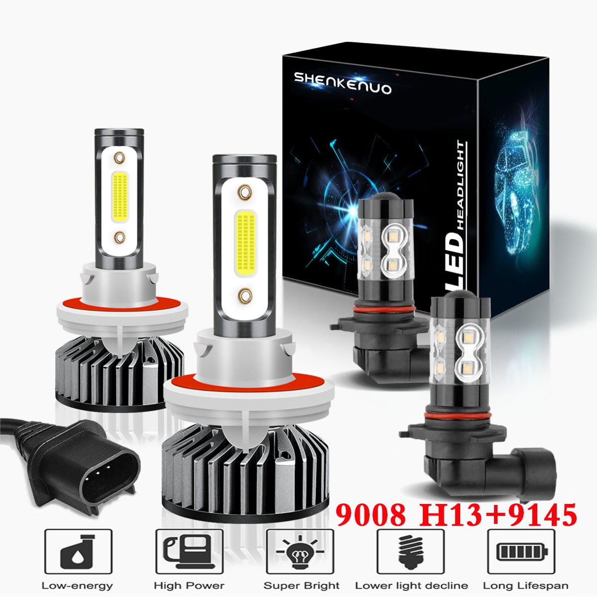 360 Degree Adjustable Beam 9008 Conversion Kit POISON SCORPION H13 LED Headlight Bulbs Hi/Lo Beam Extremely Bright CREE Chips 10000LM 6000K Super Wide Angle 
