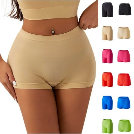 Weekly Sales! lcziwo Womens Seamless Boy Shorts Seamless Scrunch Butt Lifting Workout Leggings Gym High Waisted Tummy Control Booty Yoga Shorts Panties for Ladies Green L