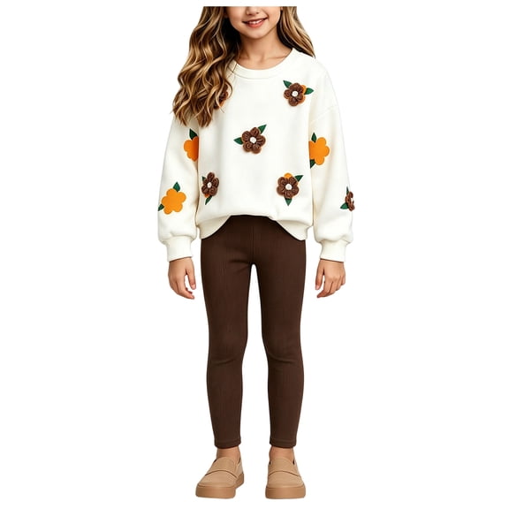 Mnyotv Baby Girl Clothes Floral Long Sleeve Shirts Legging Trousers 2Pcs Fall Winter Outfits Sets Size 6-9Months