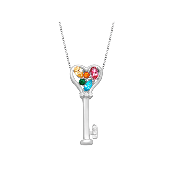Women's Finecraft 3/4 cttw Enhanced Rainbow Topaz Key Pendant in Sterling Silver, 18" 2"