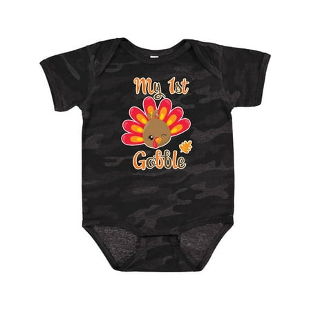 

Inktastic My 1st Gobble with Turkey Face Gift Baby Boy or Baby Girl Bodysuit