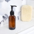 thumbnail image 4 of Botellas con dosificador de vidrio ámbar de 300 ml (paquete de 4); Ideal para lociones, jabón líquido, aromaterapia y más. Botella dividida., 4 of 5