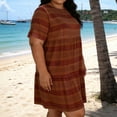 thumbnail image 2 of Taqqpue Women Plus Size T Shirt Dress Casual Stripe Printed Crewneck Sundress Loose Fit Short Sleeve Beach Dress for Women, 2 of 9