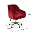 thumbnail image 6 of Noble House Lylah Glam Velvet Home Office Chair with Swivel Base, Wine and Silver Finish, 6 of 7