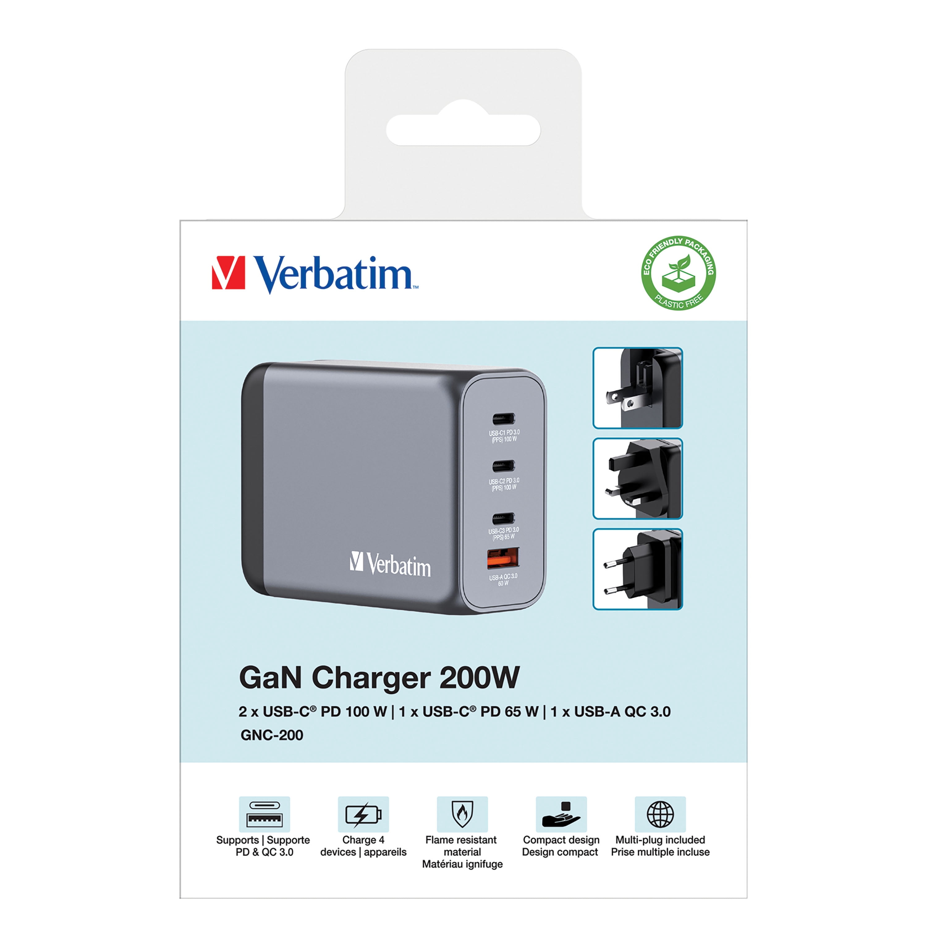 Verbatim  200W 4-Port GaN Wall Charger